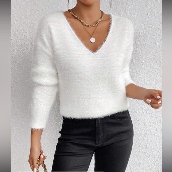 Burgundy V-Neck Soft Knit Sweater - Picture 2 of 16